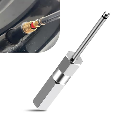 Image of Tesnaao Car Spool Wrench, American Style Bleeder Adjustable Valve Spanner, Non-scratch Tyre Valve Pulling Tool, Universal for Car, Bike, Motorbike (Silver)