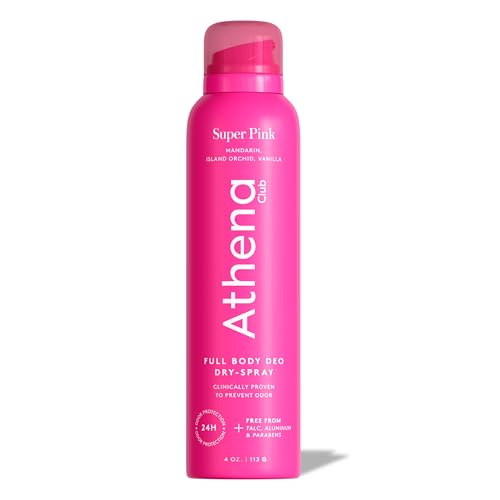 Athena Club Full Body Deo Natural Deodorant Dry Spray for Women Aluminum Free 360 Degree Whole Body Deodorant 24 Hour Odor Protection No Residue Super Pink Tropical Scent 4 oz