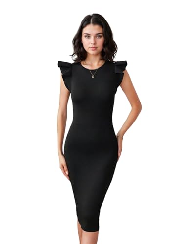 Image of KOTTY Women's Bodycon Solid Midi Dress