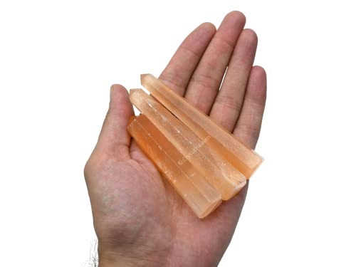 Image of Certified Orange Selenite Crystal Tower Obelisk Point for Chakra, Healing and Balancing - AAA Grade Original Certified Gemstone Agate for Reiki Meditation Yoga Spiritual (3-4 Inches)