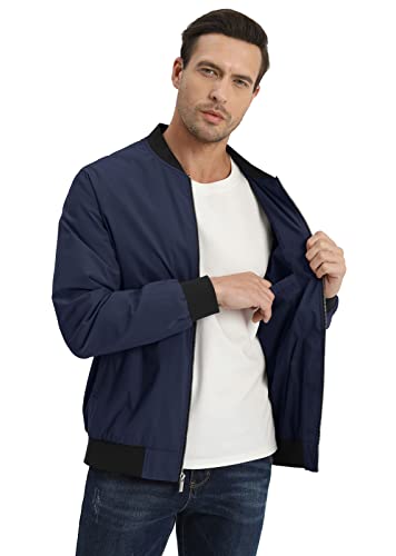 Magcomsen Lightweight Jackets For Men Full Zip Windbreaker Jackets For Men Bomber Jacket Lightweight Casual Jacket Navy L #TOP2