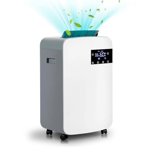 Gimisgu Dehumidifier 12L Negative Ions with Digital Humidity Display, Defrost,24H Timer & Sleep Mode,2.5L Water Tank Dehumidification capacity approx. 20-25m² for Drying clothes Basement Bedroom