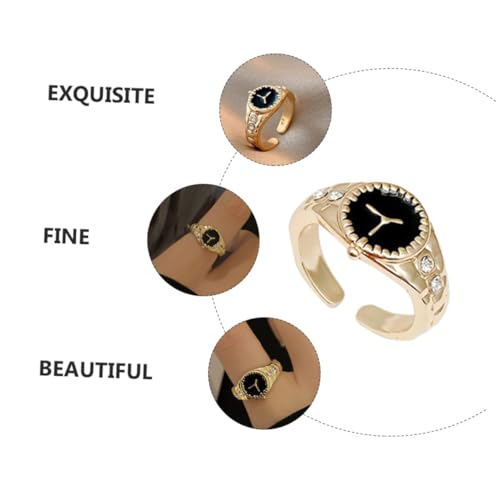 Holibanna 2 Stuks Horlogeband vintage horlogering heren minimalistisch horloge ringen heren horloges dame horloge kijk voor meisjes eenvoudig accessoires Combo plaat diamanten ring Mevrouw - Afbeelding 4
