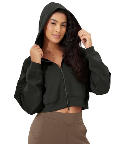 Amazon.com: ODODOS Women's Modal Soft Full-Zip Cropped