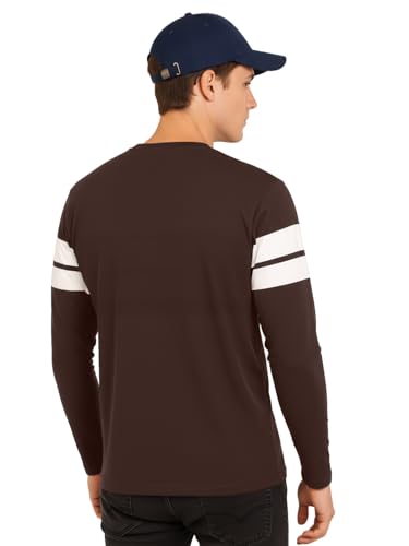 Image of LEOTUDE Stylist Regular fit Full Sleeve Cottonblend Solid Round Neck Tshirt for Man (Color Brown)