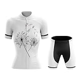 Fahrradbekleidung Damen, Radtrikot Set Im Sommer, Outdoor Kurzarm Radsport-Shirt + 9D Gel Gepolsterte Kurze Hose Fahrradhose (TYPE-7,L)