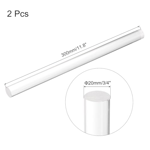 Image of MECCANIXITY 2pcs Acrylic Round Rods 25 /32 inch x 12 inch Clear Acrylic Dowel Rods Sticks Plastic Sticks Strip for DIY Crafts Lighting Gardening Decoration - 20mm x 300mm