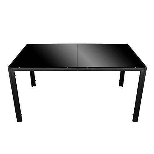 Wohaga Gartentisch 'London', 150x90cm, Stahlrahmen schwarz, Tischglasplatte schwarz undurchsichtig – Bild 2