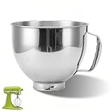 Kitchen Aid Rührschüssel, 304 Edelstahl Kitchenaid Rührschüssel Kitchen Aid Schüsseln Mixing Bowl Ersatzschüsselteile Kitchenaid Accessories Mit Griff Für 4,5 Qt, Für 5 Qt, 22,5 X 22,5 X 19 Cm