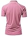 Coolon 2 Tone Collar Short Sleeve Zipper Polo Tee Pink M