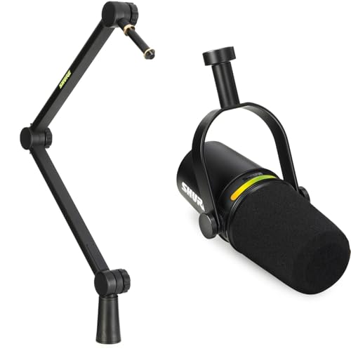 Shure MV7+ Hybrid Podcast Microphone with Broadcast Arm, USB/XLR Connection, Professional Audio for Streaming, Recording, and Gaming - Black