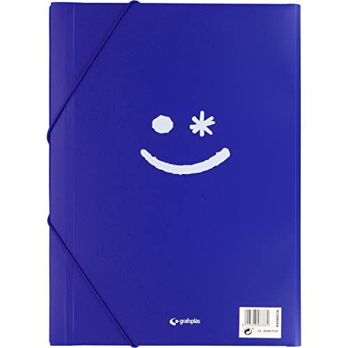 Grafoplás 4800830 Ordner mit 3 Klappen aus Polypropylen mit Gummi, Foliengröße, Blau, Like