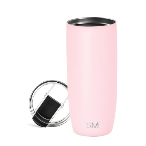 Simple Modern Travel Coffee Mug Tumbler with Flip Lid | Reusable Insulated Stainless Steel Cold Brew Iced Coffee Cup Thermos | Gifts for Women Men Him Her | Voyager Collection | 20oz | Blush