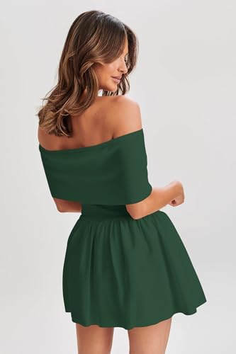 Image of Atizon Women's Summer Off The Shoulder Mini Dress Casual Short Sleeve Trendy Cocktail Party A Line Dresses