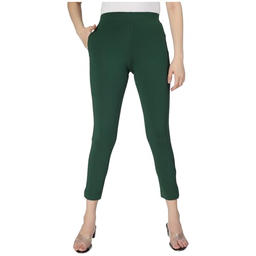 Image of Women's Cotton Stretchable Slim Fit Straight Pants Trouser for Casual Wear and Office Wear