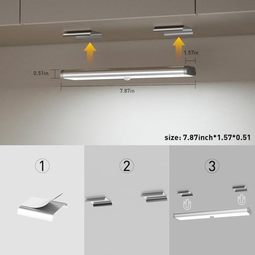 Hontafe Under Cabinet Lighting Wireless,58 LED Motion Sensor Light Indoor Night Lights with Remote,Rechargeable RGB Under Cabinet Lights Bar,Dimmable Under Counter Lighting for Kitchen,Shelf(3Pack) - image 8