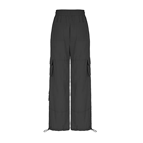 Women Cargo Pants High Waist Stretch Baggy Cargo Trousers With Pocket Streetwear Casual Plus Size Wide Leg Cargo Pants Black #TOP2
