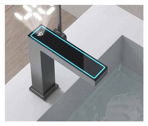 Robinet mitigeur eau chaude froide rose gold à affichage numérique pour bassin
