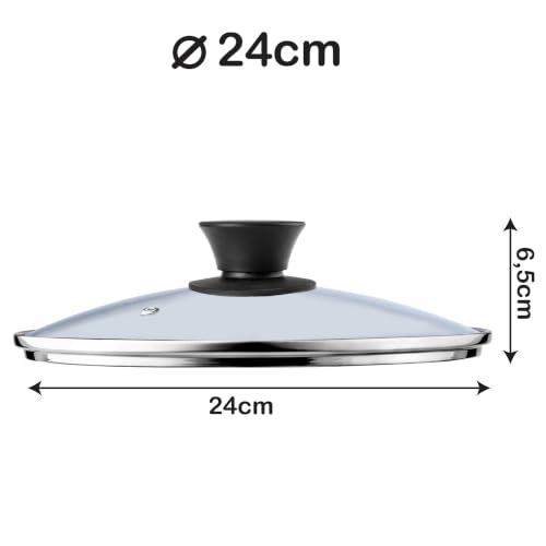 KADAX Glasdeckel mit Griff aus Silikon, hitzebeständiger Deckel für Topf ⌀14-30cm, Deckel mit Dampfloch… – Ansicht 3