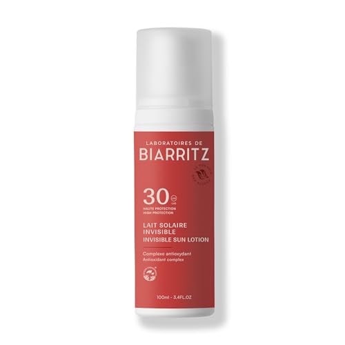 Laboratoires de Biarritz - Lait Solaire Invisible SPF30 - Texture Fluide Invisible - Visage & Corps - Effet Frais dès Application - Parfum 100% d’Origine Naturelle - 100 ml - Fabriqué en France