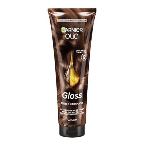 Garnier Olia Gloss - 10 Min Tinted Hair Mask - Expensive Brunette Up to 72h Mirror-Like Shine* With A Touch Of Colour For Up To 6 Washes** - Corrects Up To 1 Year Of Damage*** - For Brunettes