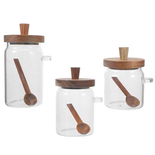 Recipientes de vidrio para detergente en polvo con tapa de madera botes de lavandería 400-900ml 2