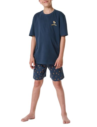Schiesser Jungen Schlafanzug Set kurz-100% Organic Bio Baumwolle-Größe 140 bis 176 Pyjamaset, Creme_180997, 152