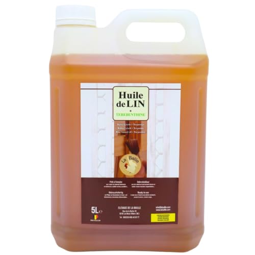 Huile de Lin & Térébenthine La Baille - Prête à l'Usage pour Bois et Matériaux Poreux - Protection et Entretien Intérieur/Extérieur