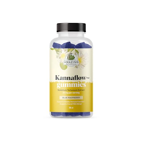 Kannaflow Mood Gummies – Fast-Acting Kanna Supplement for Mood, Focus & Calm – 25mg Sceletium Tortuosum Extract with 4% Mesembrine – Natural Serotonin Support Chews – Blue Raspberry Flavor, 30 Count