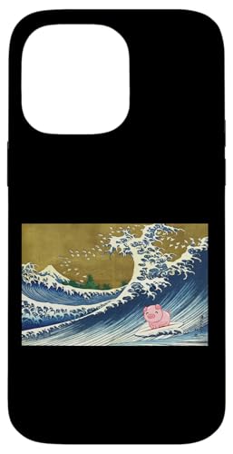 Retro Vintage Surfing A Great Wave Cute Show Pig Lover �X�}�z�P�[�X iPhone 14 Pro Max �p