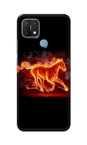 Image of PRINTFIDAA Printed Hard Back Cover Case for Oppo A15 | Oppo A15s Back Cover (Fiery Horse) -112
