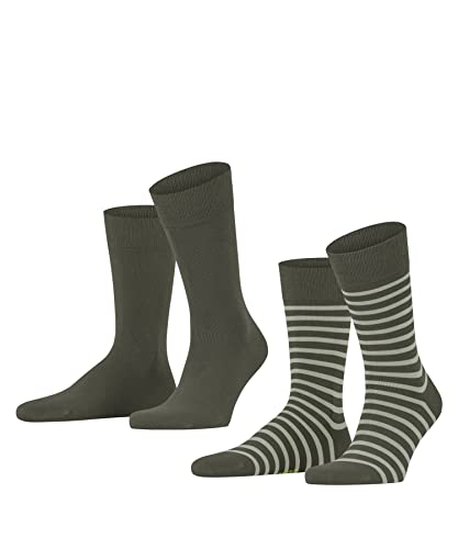 ESPRIT Fine Stripe 2-Pack, Chaussettes Homme, Coton, Vert (Thyme 7821), 39-42 (Lot De 2)