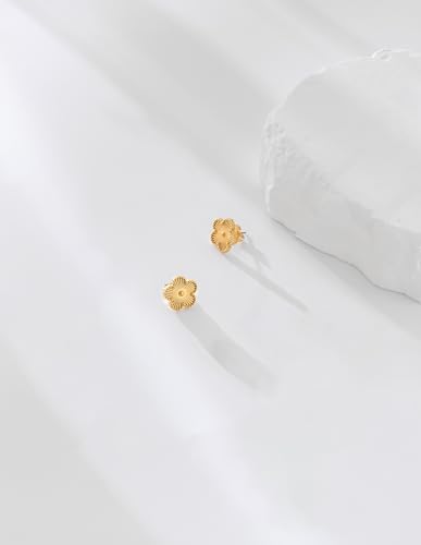 Gold Plated Stainless Steel Four Leaf Clover Stud Earrings for Women4