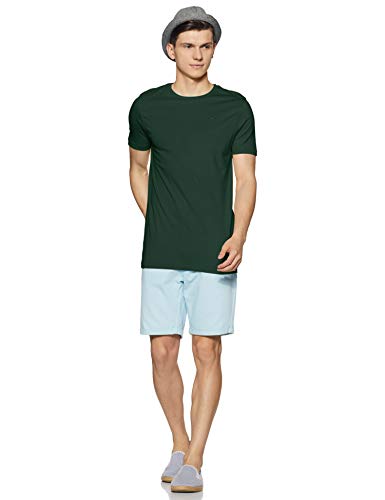 Image of ABOF Men's Solid Slim fit T-Shirt (BOA19AMCWTE3002425 Dark Green L)