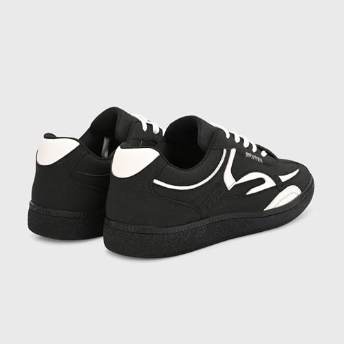 Image of Cruiser Men's Low-Top Sneakers | Chunky Platform Cushioned Insole | Trendy & Stylish Modern Lace-Up Athletic Shoes with Wave Graphic Side Panels| Retro Street Style Casual Walking Footwear (2658)