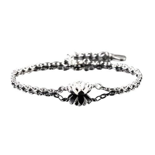 Pulsera de flor de loto plateada como regalo original de joyería para mujer