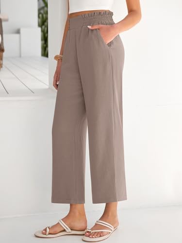 Image of ANRABESS Womens Wide Leg Palazzo Pants Summer Beach High Waisted Cropped Flowy Pants 2026 Dressy Casual Trousers with Pockets