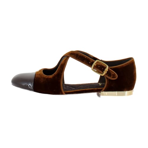 Sam Edelman Roxie Spiced Camel/Rich Chocolate Rounded Toe Mary Jane Ballet Flats2