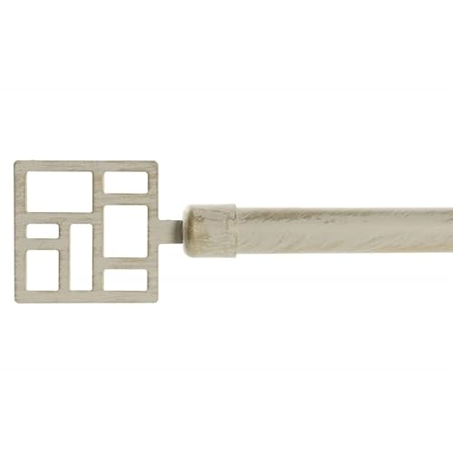 KCASA Barra de Cortina Extensible de Metal Beige Minimalista para Dormitorio Vintage de 120-210 cm (Multi-Cuadrado) Cover