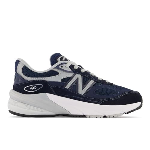 New Balance Baby Boys 990 V6 Lace-up Sneaker, Navy/Silver, 3 Infant3