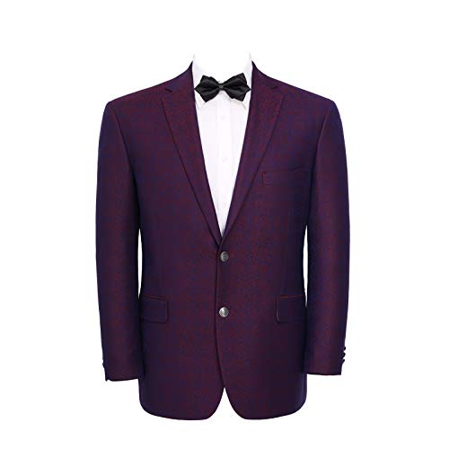 P&L Men's Classic Fit Stretch Floral Suit Jacket Stylish Dinner Dress Wedding Tuxedo Blazer Burgundy