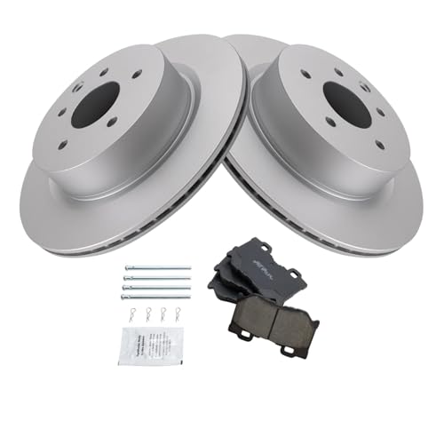 Image of TRQ Rear Brake Pad and Rotor Set Ceramic Coated Rotors Compatible with 2010-2017 Nissan 370Z