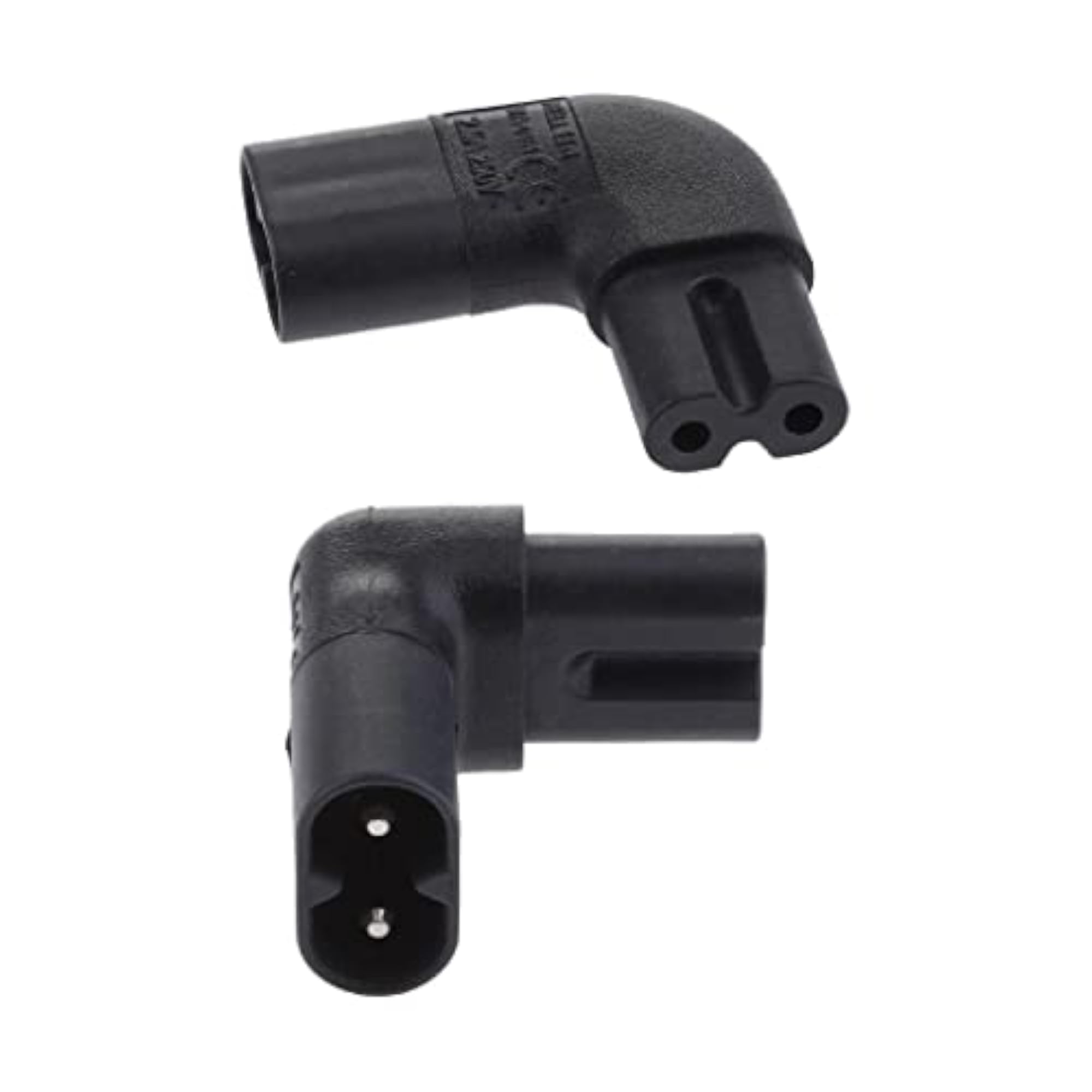 2 Pcs IEC320 C7 to C8 Right Angle AC Power Adapter Extension