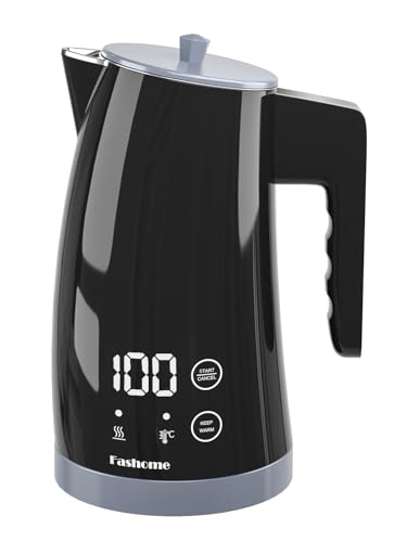 Temperature Control Electric Kettle, 5 Temp Presets, 2H Keep Warm, 1.25L 1300W Fast Boil with LED Display, Cool-Touch Design with Auto Shut-Off, Cordless Design (Black)