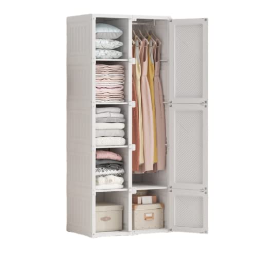 MAYIBOX Portable Closet,Clothes Wardrobe,Plastic Armoire,Folding Wardrobe, Easy to Disassemble and Move,4-15 Cubes,White (10 grids, 8 Doors, 1 Hanger(W10-D8-H1))