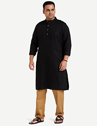 Image of Amazon Brand - Symbol Men's 100% Cotton Solid Long Length Casual Kurta - Regular Fit (Available in Plus Sizes)