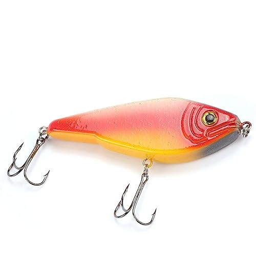 Comcapy Leurre de pêche au brochet Jerkbait Musky Buster Jerk Gros appâts VIB hameçons Mustad Naufrage Lent Gros Bar 120mm 50g (Color : Color 5)