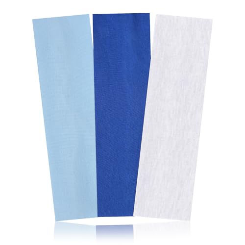 Mabor 3Pcs Non Slip Headbands Soft Elastic Head Bands for Women Girls Wide Stretchy Headband for Yoga Workout Sports Gym White & Blue Sweat Headbands Trendy Hair Accessories