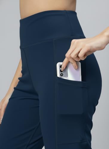 Image of CHKOKKO Gym Pants for Women Workout High Waist Flared Yoga Pants for Woman with Side Pocket Quick Dry Body Fit Stretchable Sports Leggings Trousers Activewear Lower