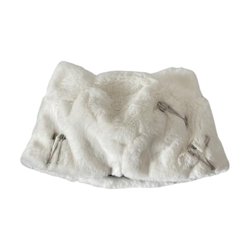 Funny Cats Ear Plush Hat for Female Casual Wear Brimless Hat 2000s Shopping Photo Skull Caps Winter Activity Warm Furry Hat Beige